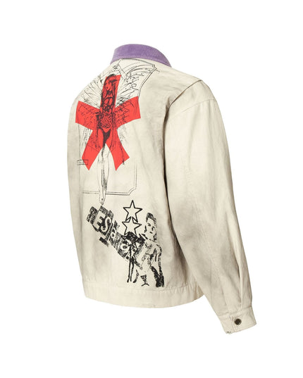 TALKLESSFASHION Vintage Badge Detroit Lapel Jacket