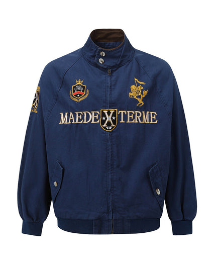 TALKLESSFASHION Vintage Badge Embroidered Cargo Jacket