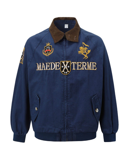 TALKLESSFASHION Vintage Badge Embroidered Cargo Jacket