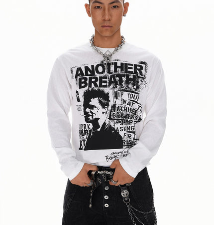 TALKLESSFASHION Vintage Portrait Print Crew Neck Long Sleeve