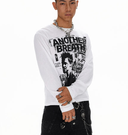 TALKLESSFASHION Vintage Portrait Print Crew Neck Long Sleeve