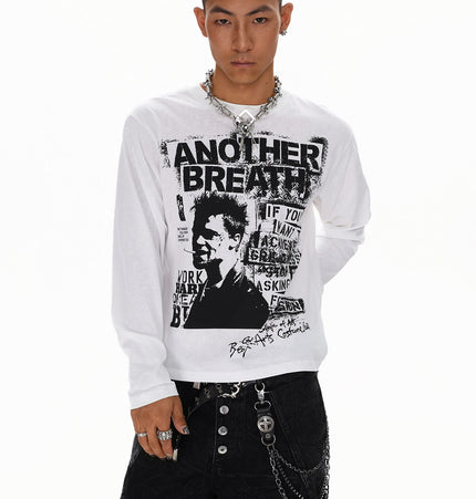 TALKLESSFASHION Vintage Portrait Print Crew Neck Long Sleeve