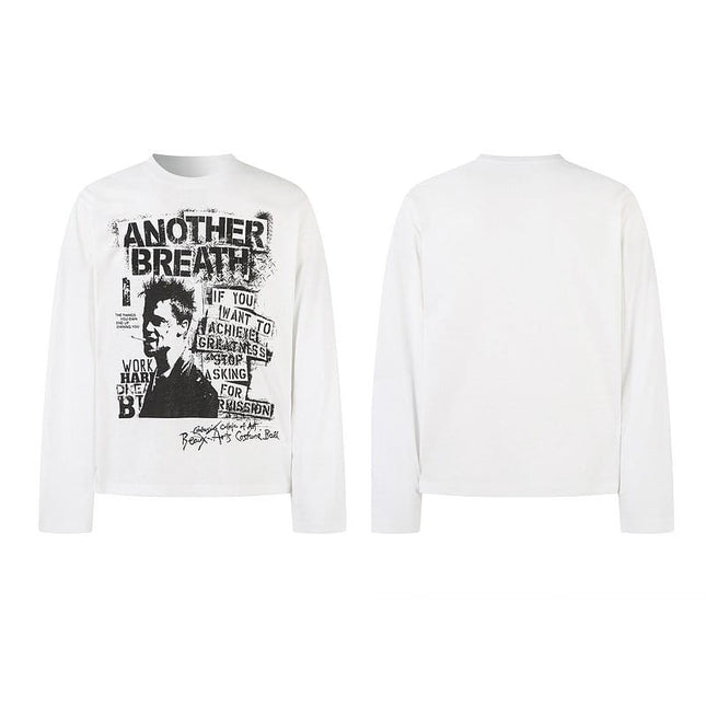 TALKLESSFASHION Vintage Portrait Print Crew Neck Long Sleeve