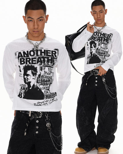 TALKLESSFASHION Vintage Portrait Print Crew Neck Long Sleeve