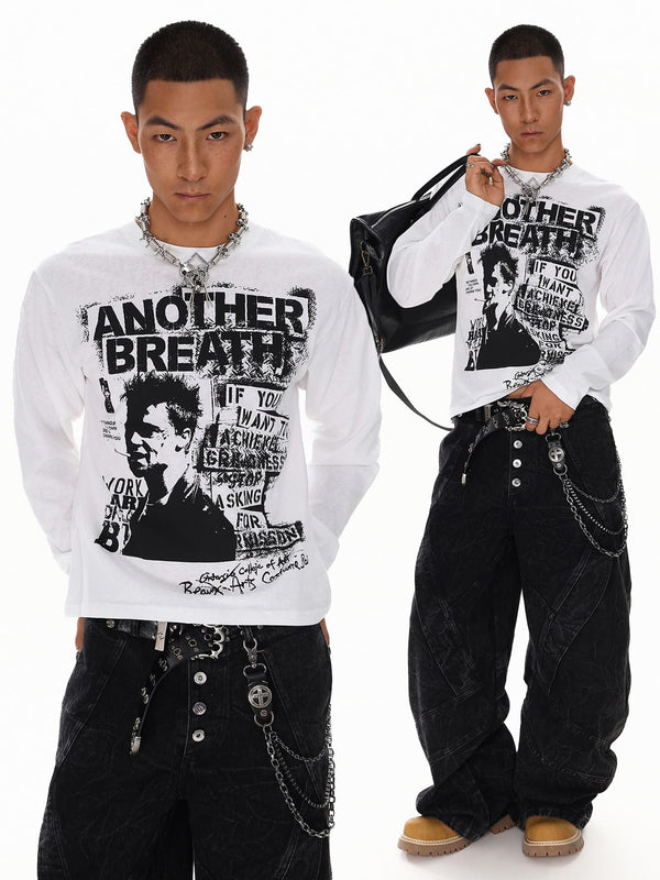 Vintage Portrait Print Crew Neck