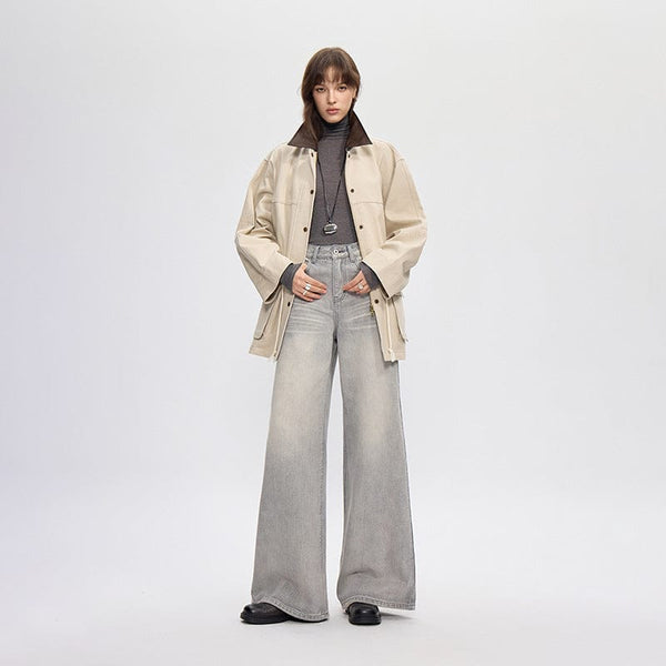 vintage silver gray wide-leg pants jeans
