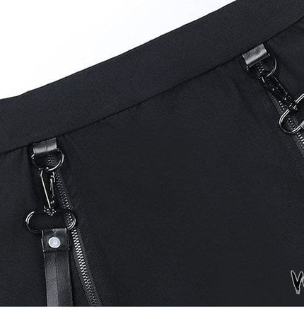 TALKLESSFASHION VO studio 2025 design sense black sexy double zipper bag hip slit gothic tight skirt female summer