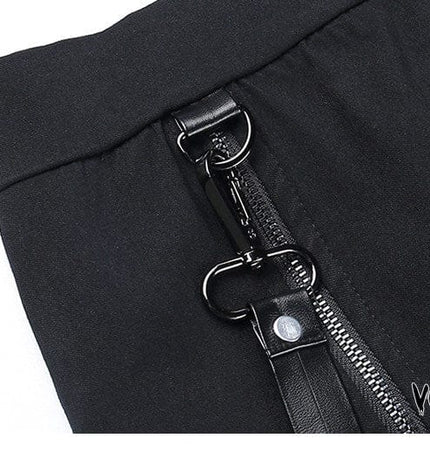 TALKLESSFASHION VO studio 2025 design sense black sexy double zipper bag hip slit gothic tight skirt female summer