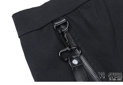 TALKLESSFASHION VO studio 2025 design sense black sexy double zipper bag hip slit gothic tight skirt female summer