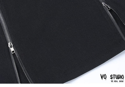 TALKLESSFASHION VO studio 2025 design sense black sexy double zipper bag hip slit gothic tight skirt female summer