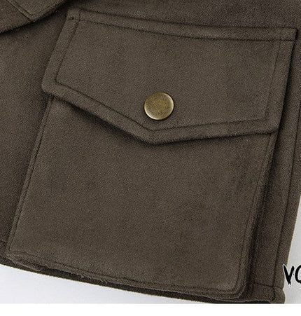 TALKLESSFASHION VOstudio American retro workwear style studded pocket skirt sexy hottie low waist design short skirt