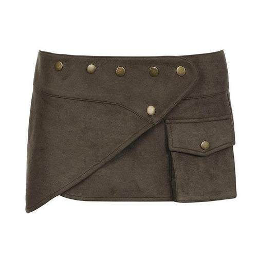 THETLSTUDIO VOstudio American retro workwear style studded pocket skirt sexy hottie low waist design short skirt