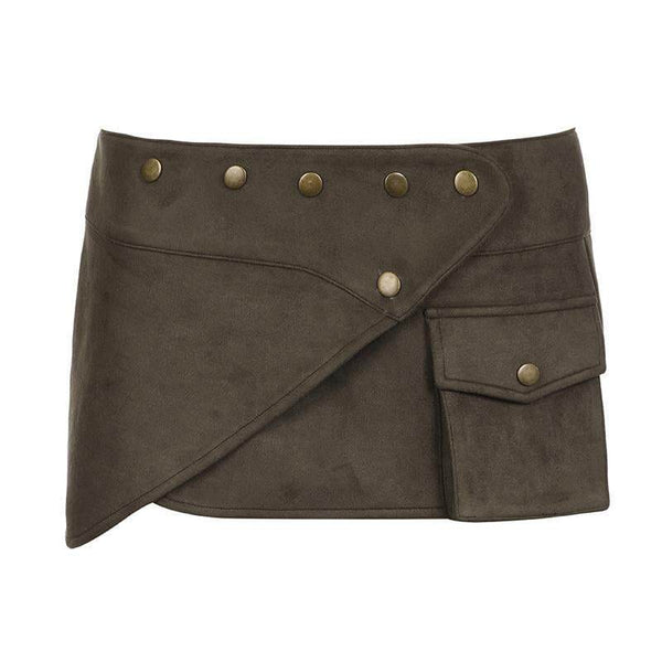 American Retro Workwear Studded Pocket Skirt