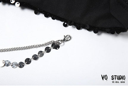 TALKLESSFASHION VOstudio babes slim short beauty back top sequins bling sparkling chain camisoles female underwear