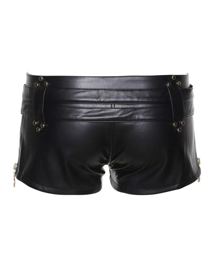 TALKLESSFASHION VOstudio biker babes sexy low rise PU leather double belt shorts slim fit skinny punk hot pants female summer