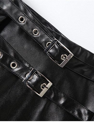 TALKLESSFASHION VOstudio cool personality PU leather lace-up multi-layer ruffle design skirt 2026 new hip-hugging skirt