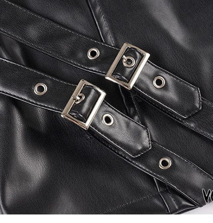 TALKLESSFASHION VOstudio Cool Punk Lace-up Design PU Leather Skirt Pants Sexy Low-Rise American Biker Skirt