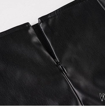 TALKLESSFASHION VOstudio Cool Punk Lace-up Design PU Leather Skirt Pants Sexy Low-Rise American Biker Skirt