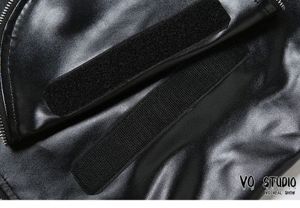 TALKLESSFASHION VOstudio cool zipper velcro one-piece design PU leather short skirt hot girl sexy hip-hugging skirt