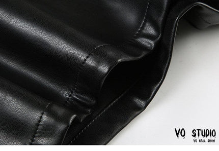 TALKLESSFASHION VOstudio dark punk style big belt Japanese button rivet shorts female hot girl low-waisted PU leather hot pants light Asia