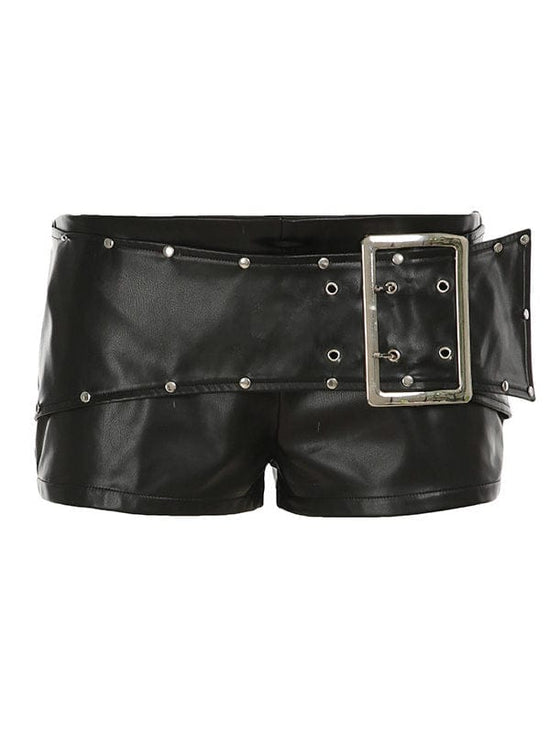 Rivet Belt Leather Short