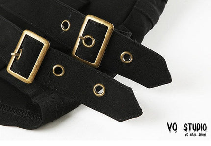 TALKLESSFASHION VOstudio dark punk style lace-up design sense low waist super shorts sexy slim fit hip babes hot pants women