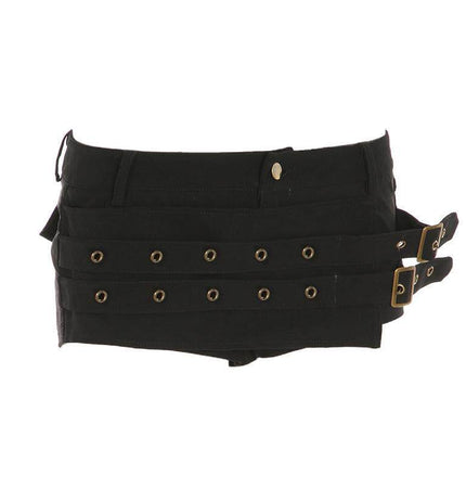 TALKLESSFASHION VOstudio dark punk style lace-up design sense low waist super shorts sexy slim fit hip babes hot pants women