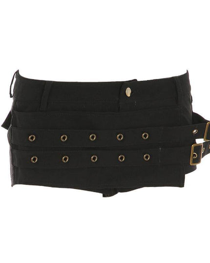 TALKLESSFASHION VOstudio dark punk style lace-up design sense low waist super shorts sexy slim fit hip babes hot pants women