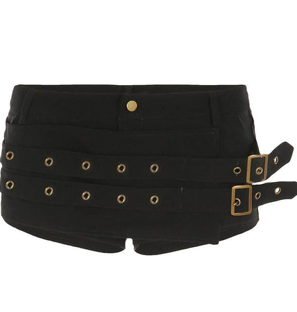 TALKLESSFASHION VOstudio dark punk style lace-up design sense low waist super shorts sexy slim fit hip babes hot pants women