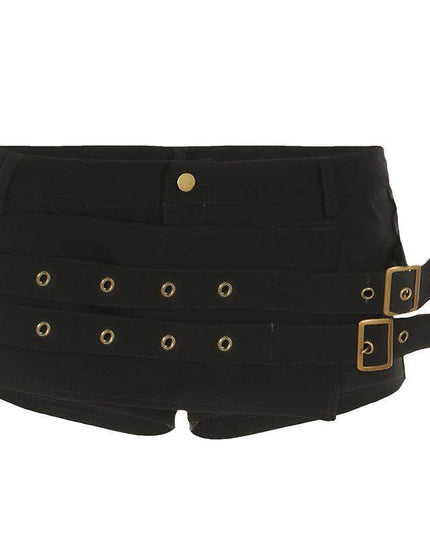 TALKLESSFASHION VOstudio dark punk style lace-up design sense low waist super shorts sexy slim fit hip babes hot pants women