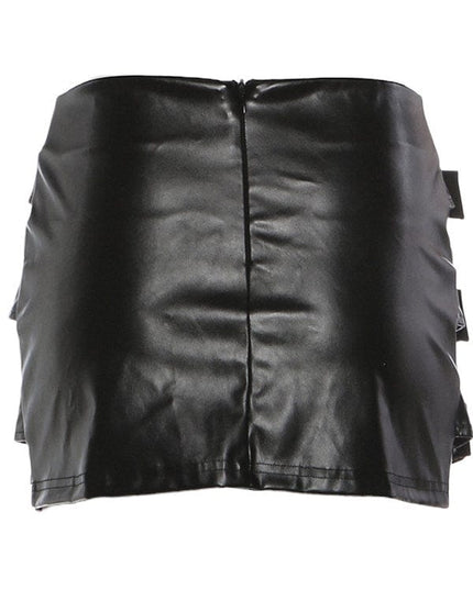 TALKLESSFASHION VOstudio Punk style hot girl PU leather skirt female subculture multi-belt design hip skirt