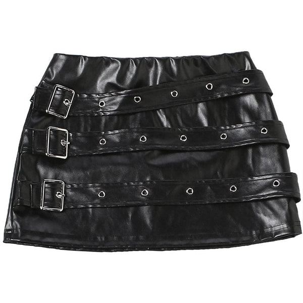 Subculture Punk Multi-Belt Leather Skirt