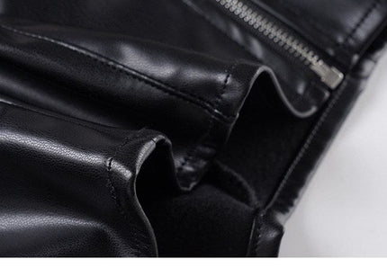 TALKLESSFASHION VOstudio sexy hot girl cut-out line design halterneck open back suspender cool slim PU leather vest