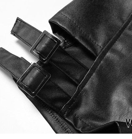 TALKLESSFASHION VOstudio Sexy Hot Girl PU Leather Cut-out Strappy Shorts Women's Black Versatile High Waist Slimming Skinny Hot Pants