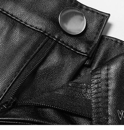TALKLESSFASHION VOstudio Sexy Hot Girl PU Leather Cut-out Strappy Shorts Women's Black Versatile High Waist Slimming Skinny Hot Pants