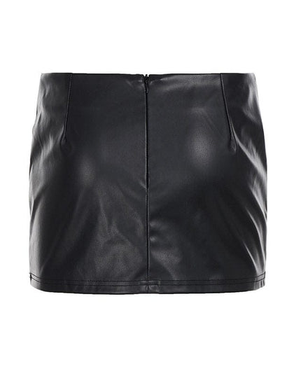TALKLESSFASHION VOstudio Subculture Punk Personality Corn Strap Spliced Short Skirt Sexy Spice Girl Rivet PU Leather Skirt