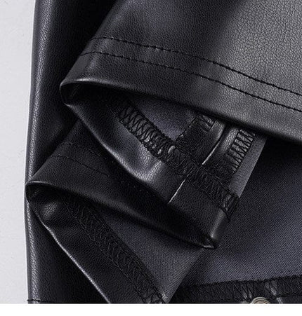 TALKLESSFASHION VOstudio Subculture Punk Personality Corn Strap Spliced Short Skirt Sexy Spice Girl Rivet PU Leather Skirt