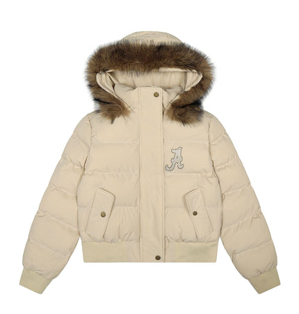 TALKLESSFASHION Warm detachable fur collar hooded cotton jacket women's winter American retro casual thickened bread clothes manufacturer straight hair