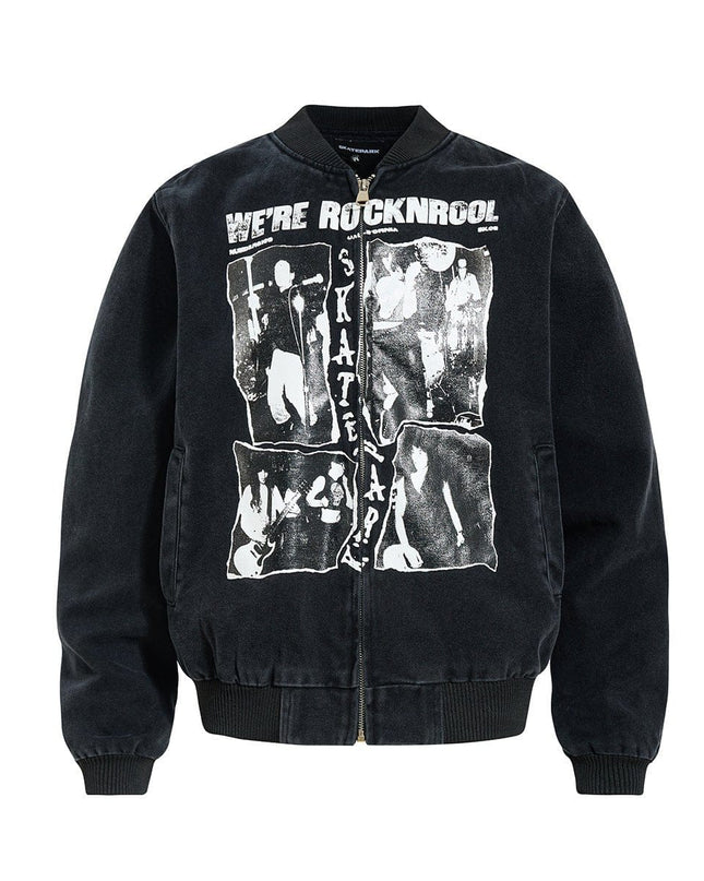 TALKLESSFASHION Washed Canvas Flight Bomber Jacket