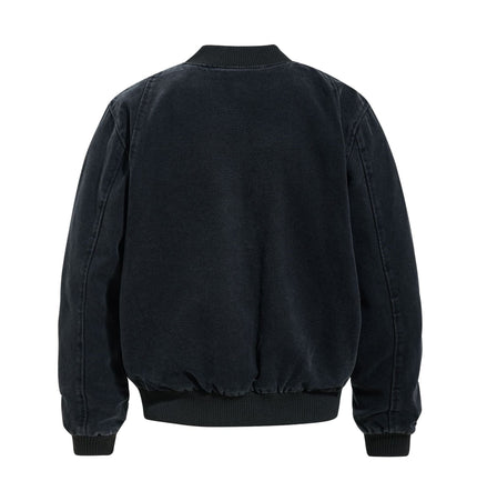 TALKLESSFASHION Washed Canvas Flight Bomber Jacket