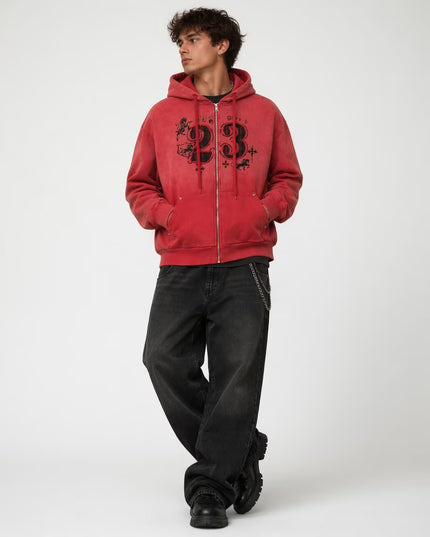 TALKLESSFASHION Wasteland Embroidered Zip-Armor Hoodie