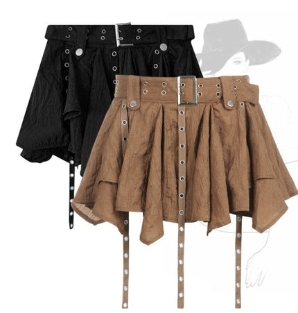 TALKLESSFASHION Wasteland style retro irregular ruffle skirt women's spring and summer design sense small man streamer pleated skirt
