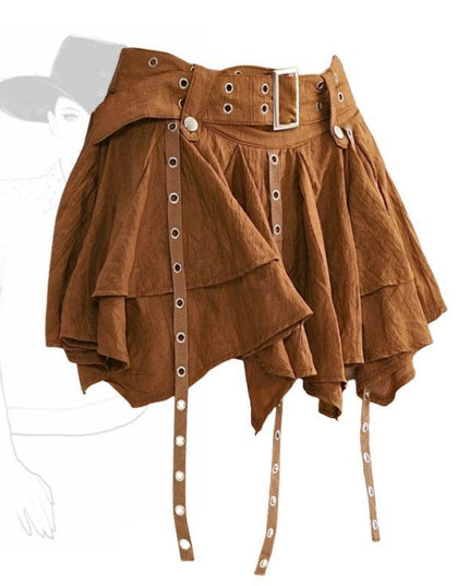TALKLESSFASHION Wasteland style retro irregular ruffle skirt women's spring and summer design sense small man streamer pleated skirt