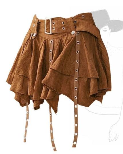TALKLESSFASHION Wasteland style retro irregular ruffle skirt women's spring and summer design sense small man streamer pleated skirt