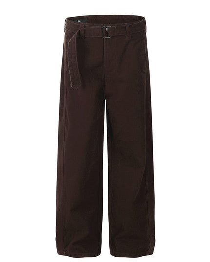 TALKLESSFASHION XL / Brown G6636-2 GXFortune American Retro Commuter Belt Machete Jeans Men's and Women's Trendy Loose Straight Casual Pants
