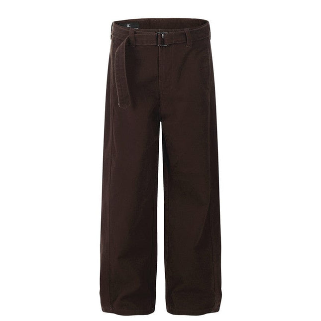 TALKLESSFASHION XL / Brown G6636-2 GXFortune American Retro Commuter Belt Machete Jeans Men's and Women's Trendy Loose Straight Casual Pants