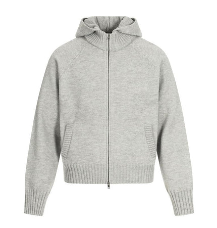 TALKLESSFASHION XL / Flower Grey MY017 GXFortune American Vintage Cleanfit Knit Men's and Women's Loose Casual Zip Cardigan Hooded Sweater