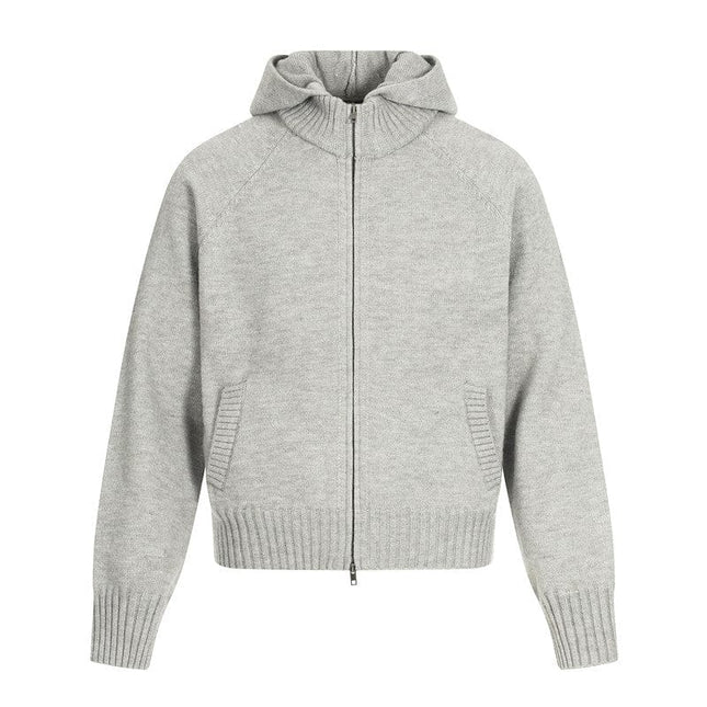 TALKLESSFASHION XL / Flower Grey MY017 GXFortune American Vintage Cleanfit Knit Men's and Women's Loose Casual Zip Cardigan Hooded Sweater