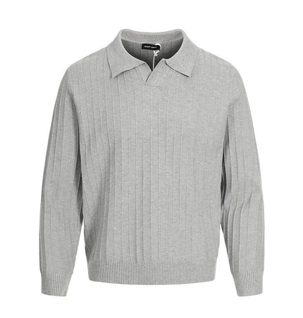 TALKLESSFASHION XL / Grey MFY225 GXFortune American vintage high-end knitted polo shirt men's and women's trendy brand loose casual couple tops