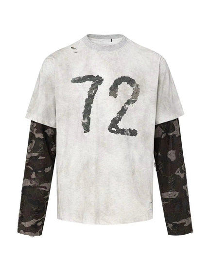 TALKLESSFASHION Xl / Melange Gray Tr27262-Tr Talkless Two-Piece Camouflage Printed T-Shirt—-9333